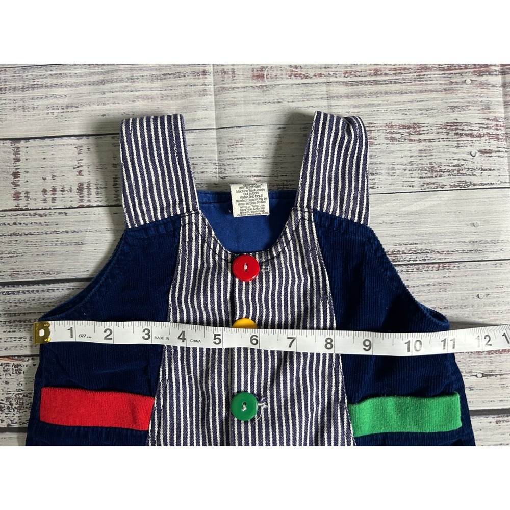 Vintage Railroad Stripe Corduroy Train Applique Overalls 12 Months - Picture 6 of 6